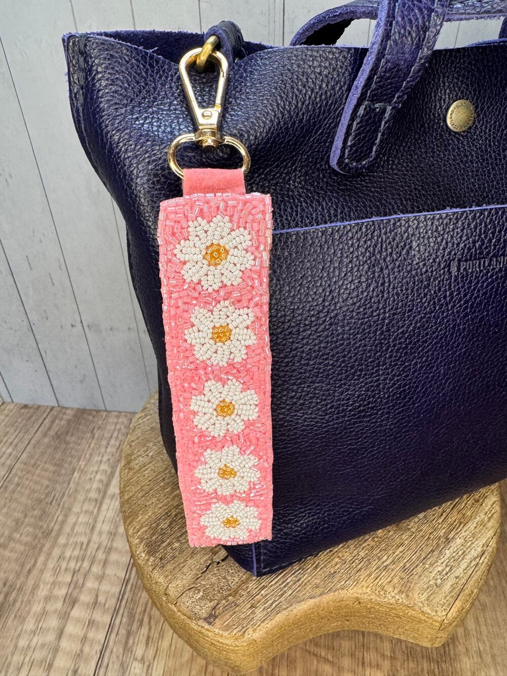 Colorful Beaded Clutch Pink Wristlet Strap Wide Bag Strap Boho Purse Strap